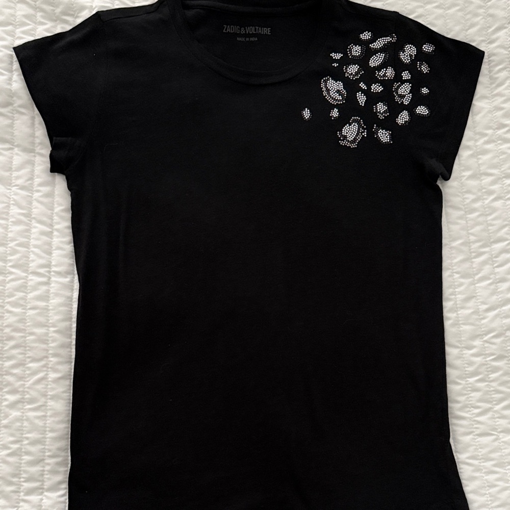 Zadig & Voltaire Black Tee with Silver Details- brand new